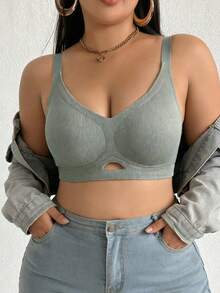 Plus Size Women's Solid Color Bra - Soft And Comfortable, Adjustable Shoulder Straps - Grey - View 4