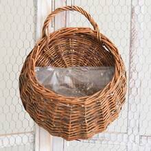Vaso da fiore da parete in rattan intrecciato fatto a mano, cesto in rattan intrecciato, vaso per piante rampicanti da giardino, vaso da fiore da parete - Intreccio di bambù - Visualizzare 10