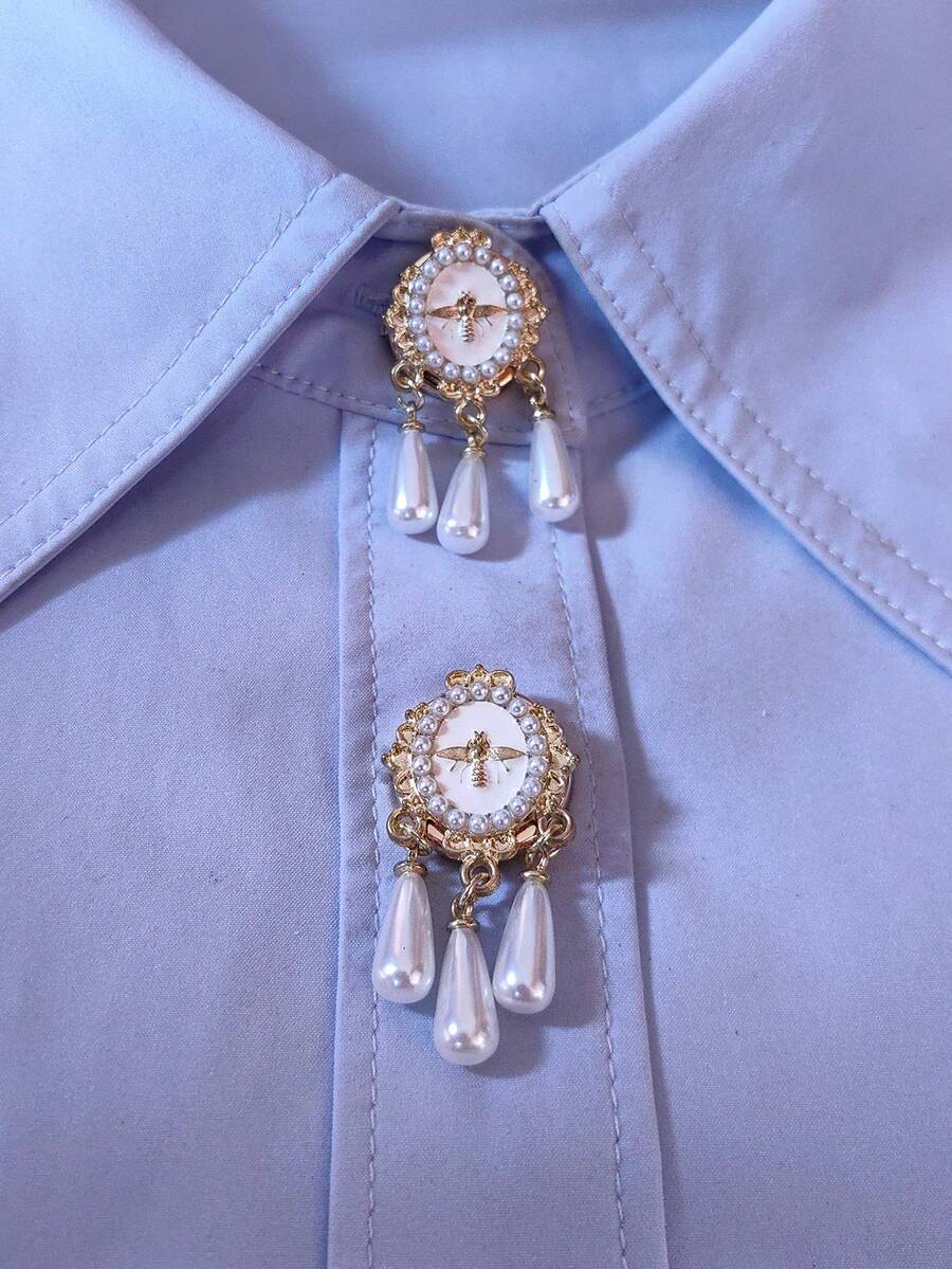 1PC/2PCS Elegant Button Covers, Shirts Button Cover Clip On Button Covers Fashion Crystal Cufflinks Cover, Suitable For Tuxedo And Wedding Dresses Decoration - White - View 1