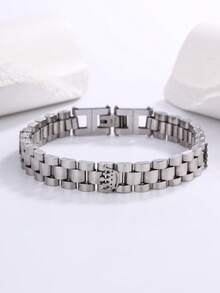 1pc Stainless Steel Multi-Color Triple Crown Design Unisex Accessory, Suitable For Daily Wear, Parties, Holidays, And Gift Giving - Silver - View 3