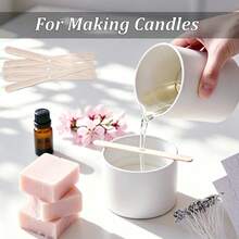 HIZTGHC 52pcs/12sets White Candle Jars With Wicks And Stickers, 4oz White Matte Candle Jars With Wood Grain Lids, Suitable For Candle Making, DIY Crafts, Home Decor, Storage Containers, Includes 12 Empty Jars And 40 Candle Making Accessories - 52pcs/12 Sets - View 4