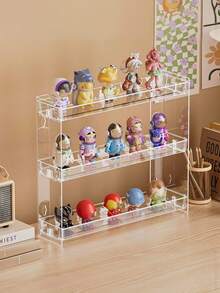 1pc Cosmetic Storage Rack, Wall-Mounted Display Shelf, Multi-Functional Wall-Mounted Shelf, Transparent Plastic Material, Detachable, 3/4/5 Layers, Suitable For Bathroom Storage, Bedroom Storage, Anime Badge/Pin - Clear - View 7