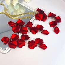 2pcs/Set Conjunto de Collar Largo y Pendientes Elegantes y de Moda con Pétalos de Rosa, Conjunto de Joyas para Mujer Adecuado para Uso Diario, Fiesta, Vacaciones, Graduación, Baile de Prom, Regalo para Amigos - Azul - Ver 6