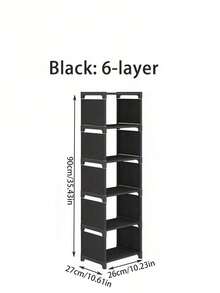 8/7层立式鞋架，防尘多层鞋柜，无纺布和塑料材质，适合小型家庭、室内宿舍出租、玄关鞋子收纳整理，易于组装，节省空间，设计紧凑，可容纳多双鞋子，节省空间的窄型鞋架。 - 黑色 - 查看 6