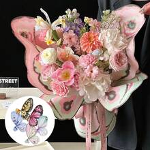 Gift Wrap With Butterfly And Flower Design,  Style, Creative, For Wrapping Bouquets, Packaging Material For Birthday And Wedding Gifts. - Pair F - View 3