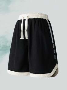 Men's Sports Casual Shorts, Summer Bermuda Shorts, Personalized Black Autumn Shorts - Black - View 9