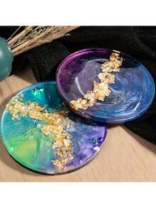 3 moldes grandes de resina, moldes flexibles de silicona que incluyen moldes para posavasos con forma redonda, rectangular y en forma de corazón, moldes decorativos, incluye 20 piezas de mangas para dedos y 1 pinza - A - Ver 7