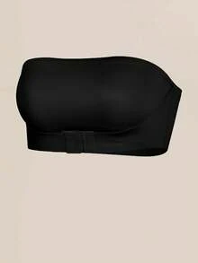 1pc Strapless Bra, Push-Up, Seamless, Non-Slip, Bandeau Style, Wire-Free, Summer Wear, Women's Bra, Backless, Comfortable, High Elasticity - Black - View 9