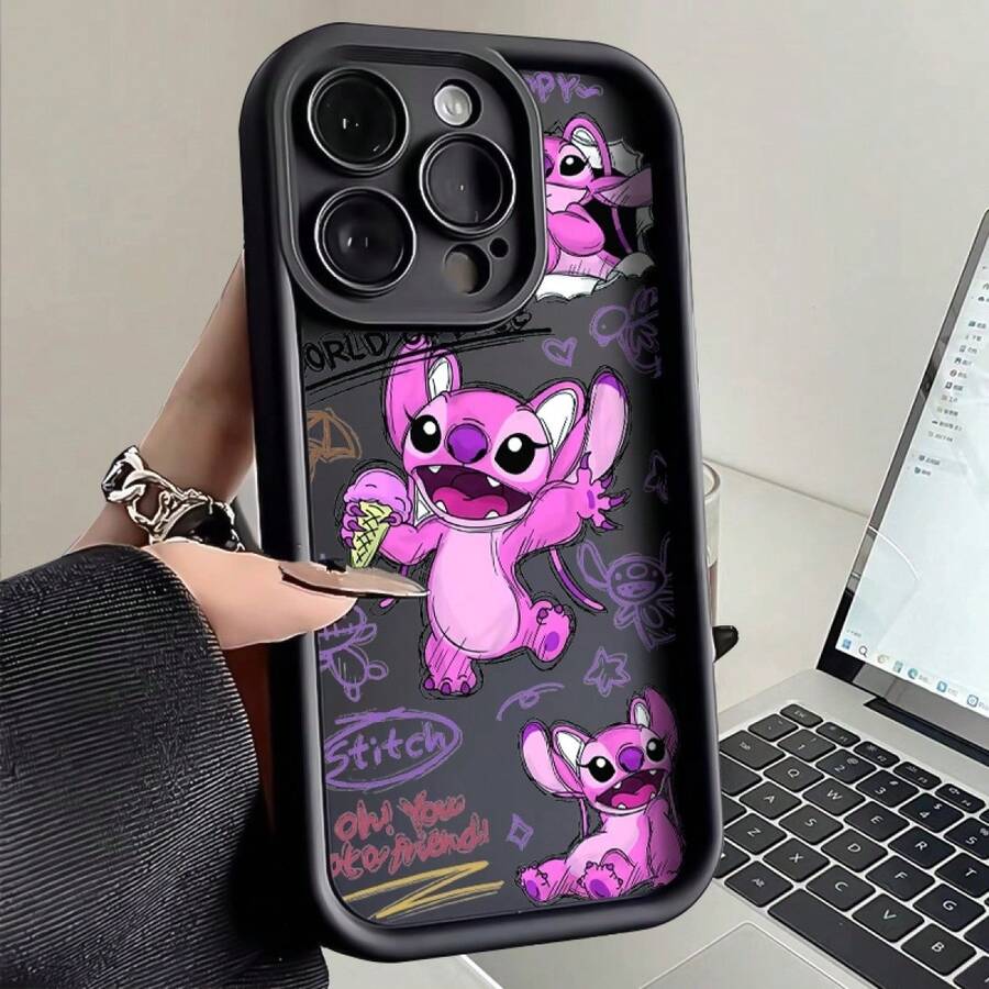 Disney Protective Phone Case Compatible With Apple 17 Pro Max, 16, 15, 14 Max, 13, 12, 11, XS. Made Of Shock-Resistant TPU, Featuring A Playful Cartoon Character Design With A Beach Scene, Ice Cream, Balloons, And Cake. A Fun Style For Lovers Of Original Designs. Perfectly Fitting, Drop-Proof Cover, Ideal For Everyday Use. A Cheerful Theme For Happy Moments With Friends. Popular In Europe And America. - 黑色 - 查看 1