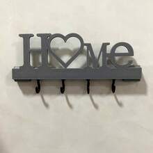 1pc Home Love Shaped Wall-Mounted Key Holder Organizer With Hooks, Suitable For Living Room Home Decor - A - View 4