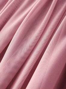 larga de tul color rosa suave con estampado vintage de rosas y mariposas - Cintura relajada, fluida y elegante falda de hada - Rosado Sandía - Ver 4