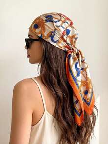 1 pièce Foulard carré décontracté de 70 cm pour femmes, accessoire de cheveux minimaliste, convient pour les vacances, les fêtes de plage, la mode de rue, peut être utilisé comme ceinture, décoration de sac, ruban, foulard imprimé pour femmes, assortiment de couleurs, léger pour le cou, peut être utilisé comme bandeau, serre-tête, choix idéal pour améliorer votre look global - Multicolore - Voir 8