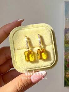 MADEONE 1 Đôi bông tai bạc 925 đính đá Cubic Zirconia, trang sức nữ, kiểu dáng tối giản thời trang, món quà trang sức tinh tế, phù hợp với trang phục hàng ngày và hẹn hò của các cô gái. - Phong cách 6 - Xem 3