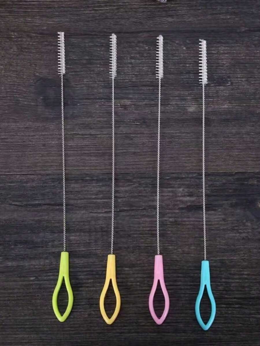 5/1pc Flexible Stainless Steel Straw Cleaning Brush, Soft Bristle Glass Tube Cleaning Brush, Bottle Brush, Reusable Long Handle (Random Color)