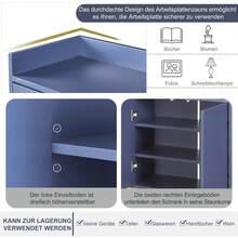 KatFash Sideboard, Sideboard Chest Of Drawers, Storage Cabinet With Metal Legs, Kitchen Furniture With 4 Doors And Adjustable Shelves, Kitchen Cabinet 120 X 30 X 80 Cm For Dining Room, Living Room (Blue) - Blue - View 8