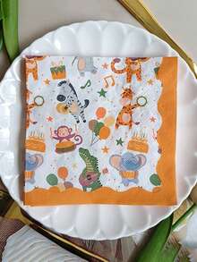 20/40pcs Animal Pattern Colorful Printed Napkins, Jungle Theme Party Disposable Double Layer Colorful Square Paper Napkins, Suitable For Outdoor Birthday Party, Cocktail Decoration And Restaurant Use - Multicolor - View 3