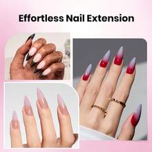 Beetles 512Pcs 16 Sizes Tipex Lite Apex Nail Tips, Medium Stiletto, Pre-Building Pre-Etched Acrylic Tips For Flat And Natural Nail Beds - Tipex Lite-Stiletto Medium 512pcs - 查看 2