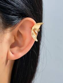 1pc Fashionable & Elegant Fish Tail Design Ear Cuff Earring, Suitable For Beach Holiday Wear - Gold - View 5