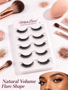 5 Pairs Natural Wispy Short False Eyelashes, Soft Lightweight Strip Lashes, Mkhlina Premium Eyelashes For Daily Makeup - Black - View 6