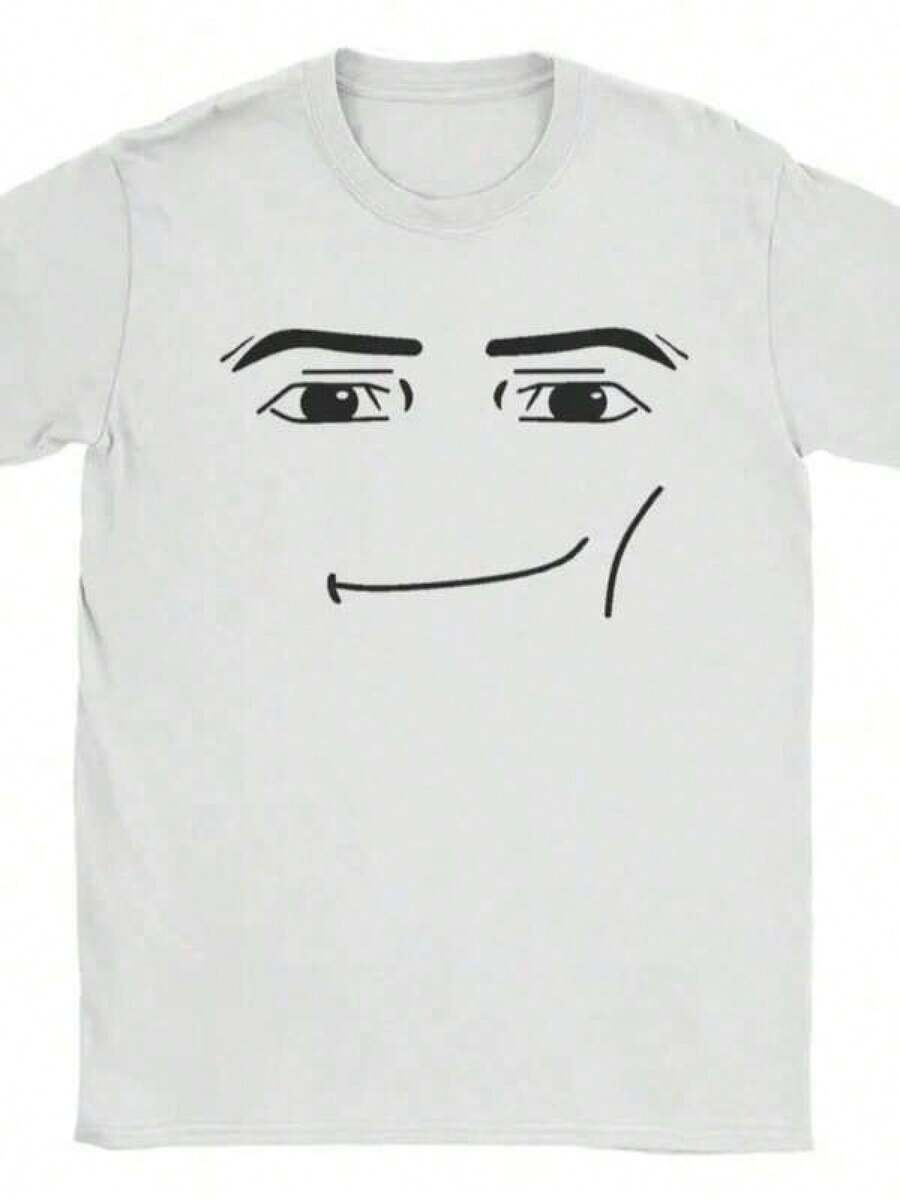 Anime Robot Robloxs Face T-Shirts, Funny Shirt ,Graphic Tees ,Crew Neck Short Sleeve T Shirts ,Women Clothing ,Harajuku T Shirts, Tee ,Summer Tops - 白色 - 查看 1