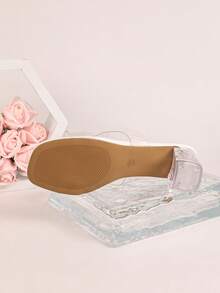 Crystal Clear High Heel Sandals, Women's New Versatile Roman Slippers For Summer - White - View 9