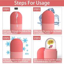 1/4 piezas Bol de baño de hielo de silicona reutilizable y plegable - Adecuado para cara, ojos y cuello | Reduce poros, reduce arrugas, elimina la hinchazón, tensa la piel y el acné, Bol de baño de hielo facial de silicona, Herramienta de SPA facial, Accesorio de herramienta de belleza, Enfriamiento facial de verano - rosa - Ver 10