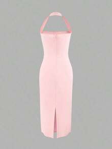 Vestido de mujer de longitud media elegante, adecuado para vacaciones, reuniones diarias, fiestas y eventos de cóctel Rojo Verano - Rosa - Ver 7