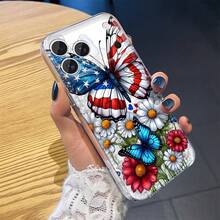 Case With A Beautiful Butterfly And Flower Design, Compatible With IPhone 17, 17 Pro, 17 Pro Max And All Compatible Models - Clear - View 2