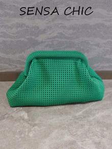 Tas Clutch Awan Warna Permen Segar ini memiliki desain jala berongga yang ringan dan bernapas, sangat cocok untuk mahasiswi dan wanita pekerja untuk berlibur ke pantai atau sebagai aksesori gaya jalanan yang modis. - MultiWarna - View 10
