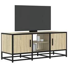vidaXL TV Schrank, Lowboard Für Fernseher, Fernsehtisch Mit Stauraum, Fernsehschrank Für Wohnzimmer Schlafzimmer, Eiche Hell-Khaki 100x35x41cm Holzwerkstoff Metall - Light Oak Khaki - View 3