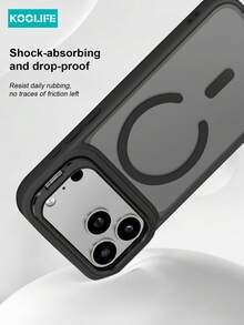 Koolife 1pc Black Premium Magnetic Phone Case, With Metal Lens Holder, Acrylic Matte Back Texture, Compatible With IPhone 18pro/18promax/16, 16 Pro, 16 Pro Max, 17, 17 Pro, 17 Pro Max, Supports Magnetic Wireless Charging - Black - View 5