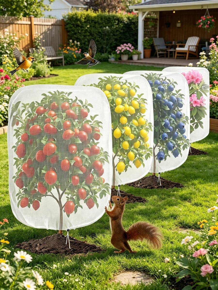 Large Fruit Tree Protection Net Bag, Fruit Net Bag, Anti-Insect Anti-Bird Shade Net Suitable For Fruit Trees, Vegetables, Shrubs And Flowers. Compatible With Apple Trees, Blueberry Shrubs, Etc., Can Prevent Bird And Pest Infestation, Reusable, Does Not Affect Watering - Multiple Styles - View 1