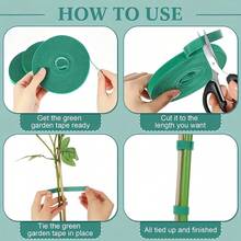 Ataduras reutilizables para plantas de jardín, correas de sujeción, bandas de soporte, lazos de gancho y bucle - Cintas de entrenamiento ajustables y duraderas para interiores/exteriores para tomates y otras plantas, diseño verde grueso, opción de regalo creativa y accesorio de jardinería interior | Correas verdes gruesas | Cintas de jardinería duraderas - 1 rollo, 1 metro, utilizable - Ver 7
