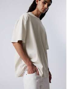 Men's Oversized Streetwear T-Shirt - 米色 - 查看 3