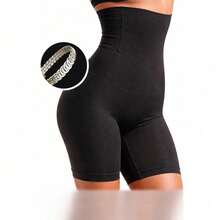 Cinta Modeladora Shorts Feminina 4 Barbatanas de Aço Compressão - Preto - Visão 1