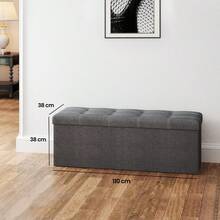 Banc de rangement, tabouret de rangement, pliant, 43,3 x 15 x 15 pouces (110 x 38 x 38 cm), housse en imitation de lin, pour chambre à coucher, couloir, salon, gris foncé - Dunkelgrau - Übersicht 8