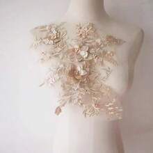 1pc Beaded 3D Floral Embroidery Applique Sewing Patch For Wedding Dress Decoration - Cloth Patch - View 2