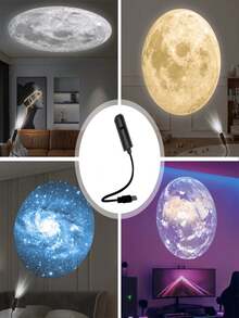 1pc USB Projector Light, Mini Planet Projector, Creative Decorative Night Light, Multiple Planet Slide Modes, 360° Rotation, Suitable For Home, Bedroom, Ceiling, Game Room, Desk, Photography Background, Birthday And Holiday Decoration - Warm white light - View 7