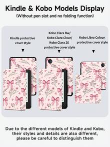 粉色花朵、星爆和蝴蝶结图案保护套，兼容 iPad Air 8(M4)2026(11 英寸)、Air 4/5 10.9 英寸、7/8/9 代 10.2 英寸，内置笔槽，兼容三星 Tab S6 10.4 英寸，兼容 Kindle 第 11 代 (2022/2024)、Kindle Clara 2E、Clara Colour、Clara BW (6 英寸) 和 Libra Colour (7 英寸)，可爱少女风时尚设计，平板电脑桌面装饰，生日和节日礼物。 - 彩色 - 查看 9