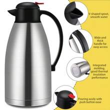 KOKK2O 2 Pcs Thermal Coffee Carafe Insulated Stainless Steel Carafe Double Walled Vacuum Coffee Pot Creamer Pitchers With Brush For Home Office Use Keep 24 Hours Hot Water Tea - Silver - View 3
