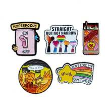 Cartoon Creative Pattern Metal Badge, Rainbow Heart Star Cute Brooch For Clothes, Backpack, Jewelry Accessories - Multicolor - View 5