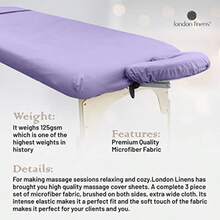 LONDON LINENS - Sábanas de microfibra suave de 3 piezas superligeras resistentes a las manchas y a las arrugas incluye funda de mesa sábana bajera ajustable y funda de reposacarros lila fresca - Morado - Ver 5