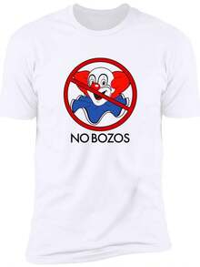 Unisex T-shirt i ren bomull, klassisk retrostil 80-tals No-Bozos vit T-shirt, sommar-t-shirt, blus, basplagg, kreativ design, utomhuslek, cool stil, rolig design, perfekt för utomhuslek. - Vitt - Visa 5