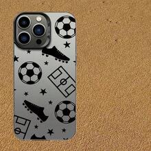 Luxury Football Design Clear Phone Case | Colorful Silver Gradient | Excellent Texture | Built-In High-End Filters | Durable Pattern | Shockproof And Drop-Proof | Non-Slip Brushed Finish | Subtle Luxury | Suitable For 17, 16, 15, 14, 13, 12, 11-Inch Phones. A Great Gift Choice And A Must-Have For Personal Use! (17-Inch Pro Max Case, Phone Cases, 13-Inch) - 黑色 - 查看 2