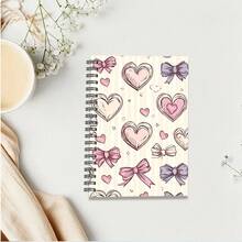 1pc A5 Notebook, Pink & Purple Heart Butterfly Hand-Drawn Cover Spiral Bound Journal, Suitable For Back To School, Daily Note-Taking, Girly Diary - A5 - View 4