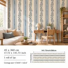 SUPSTICKER 1 buah Wallpaper Perekat Diri Motif Bunga 3 Gaya, Wallpaper PVC Tahan Air Motif Bunga & Garis Vintage yang Dapat Dilepas, Dekorasi Dinding Ramah Rumah Sewa untuk Kamar Anak, Kamar Tidur, Ruang Tamu, Dekorasi Rumah DIY, Ukuran: 17,72*53,15 inci/88,58 inci/141,73 inci - MultiWarna - View 18