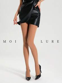 MOIRÉALLURE 1雙 200D 不透明女款高腰彈性加厚底襪 時尚素色簡約性感休閒百搭女用緊身褲 - 卡其色 - 查看 5