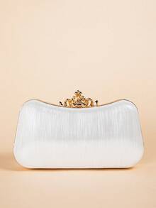 Luxury Rhinestone Evening Bag, Charming, Elegant And Exquisite Small Square Rhinestone Decorated Clutch, Suitable For Parties And Banquets - White - View 5