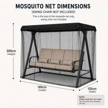 1 Set 3-Seater Outdoor Patio Swing With Mosquito Net And Sunshade Cover With Zipper, Suitable For Backyard, Patio, Garden - A - View 4