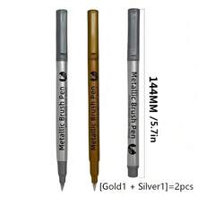 2/4/6pcs Metallic Soft Tip Paint Pens, 2 Colors (Gold/Silver), Suitable For Any Material, Ideal For DIY Painting On Black Cards, Graffiti, Handicrafts And Notebooks, DIY Signature Pens - Perfect Gift For Back To School Season - Multicolor - View 13